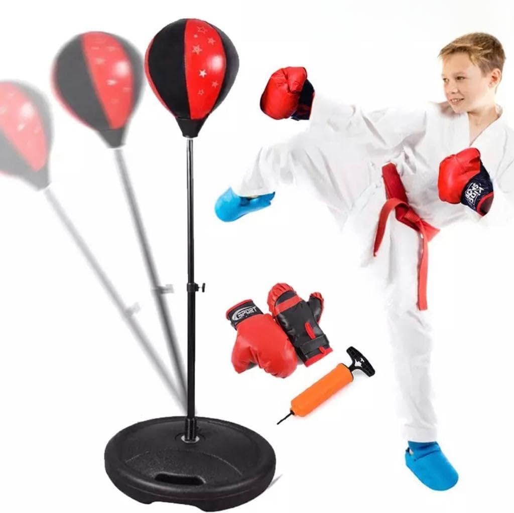 Leyaton Boks Standı 90-120 Cm Refleks Topu Boks Seti Eldiven Hediye LYT-112