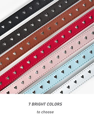 Kiench Girls Leather Belts with Heart Buckle Hollow Out Jeans Dress Pants Belts4