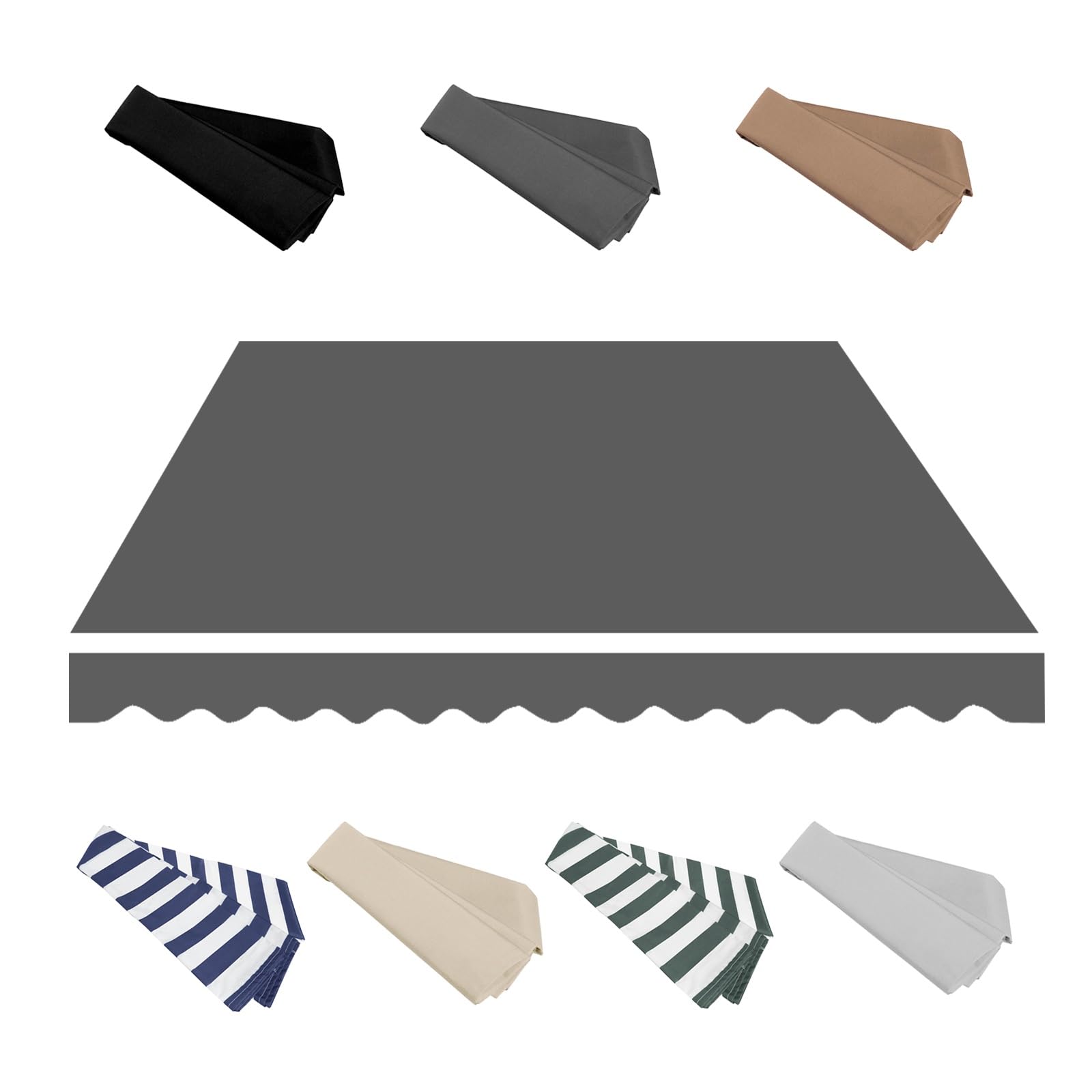 GJZQDKX Retractable Awning Replacement Fabric for 2m to 5m Arm Awnings UVResistant Canopy for Outdoor Patio Balcony Garden and Terrace (Grey 400x150cm)
