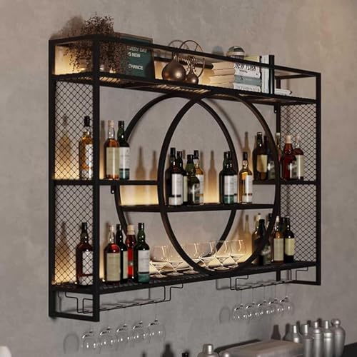Étagère à vin et support mural pour verres ou porte-bouteilles de bar