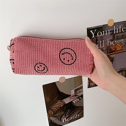 Image of Pencil Case Lightweight Aesthetic Pen Case Office College School Storage Bag Pouch Holder Box Organizer Makeup Pouch Cosmetic Bag for Girls Boys Kids (Smile-Pink)