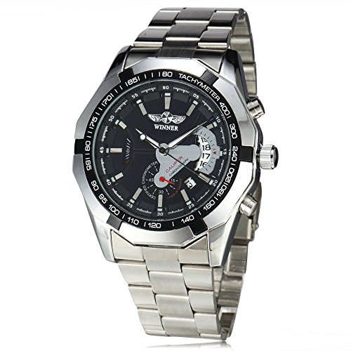 Winner automático mecánico relojes hombres señores íntegramente en acero inoxidable...