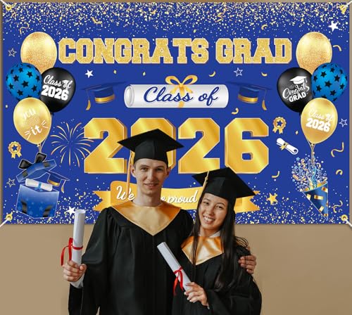 Banner Fondo Graduación Clase 2026 71 x 45 Pulgadas miniatura 6