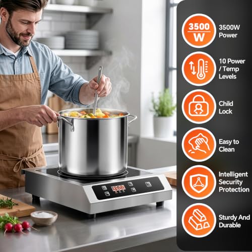 Image of 3500W Commercial Induction Cooktop with Sensor Touch LCD