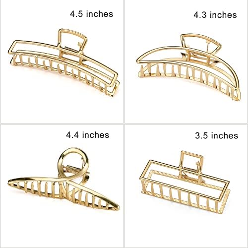Hair Clips - Large Hair Claw Clips, Strong Hold Hair Jaw Clips, Vintage Metal Claw Clips Clamp, Girls Hair Clips Hair Accessories for Women Thick Hair, 4Pcs