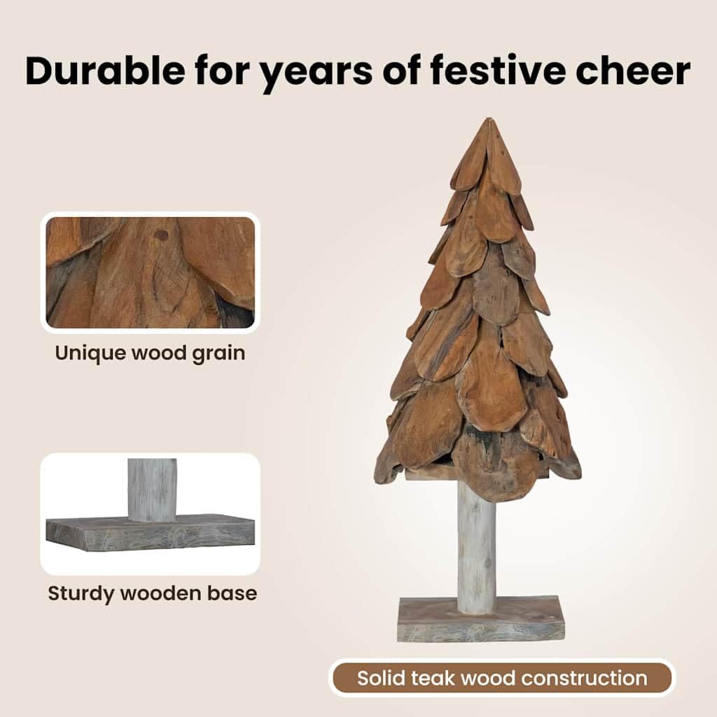 vidaXL Árbol de Navidad Marrón 91 cm Madera de Teca Maciza