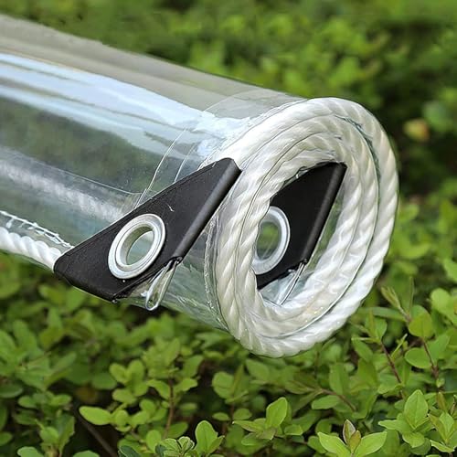 透明防水シート PVC素材折りたたみ式屋外防水リップストップ防風ターポリン0.35mm厚のクリアターポリンアイレット付き1.5m 1.6m 1.8m 2m 2.2m 2.5m 2.6m 2.8m 3.2m 透湿防水タープンボートパティオガーデンプラント用(