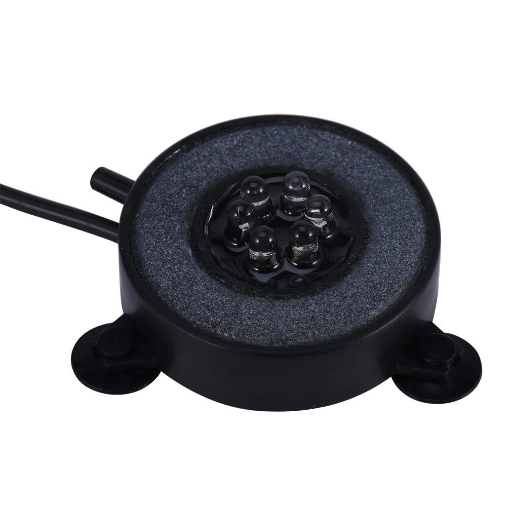 Luz de burbuja de acuario para pecera, colorida lámpara de pecera redonda subacuática 6 burbujas de aire LED Decoración de luz sumergible para acuario(Enchufe de la UE)