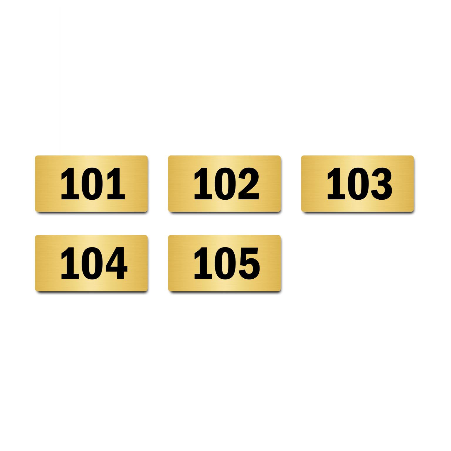 Door Numbers 101 to 105 Acrylic Board Medium Gold Color 2mm Thick 6 x 3 Inches Pack of 5. Suitable for First Floor Buildings, Flats, Apartments, Racks, Shelfs for Arranging | Mindcraftz-image-41
