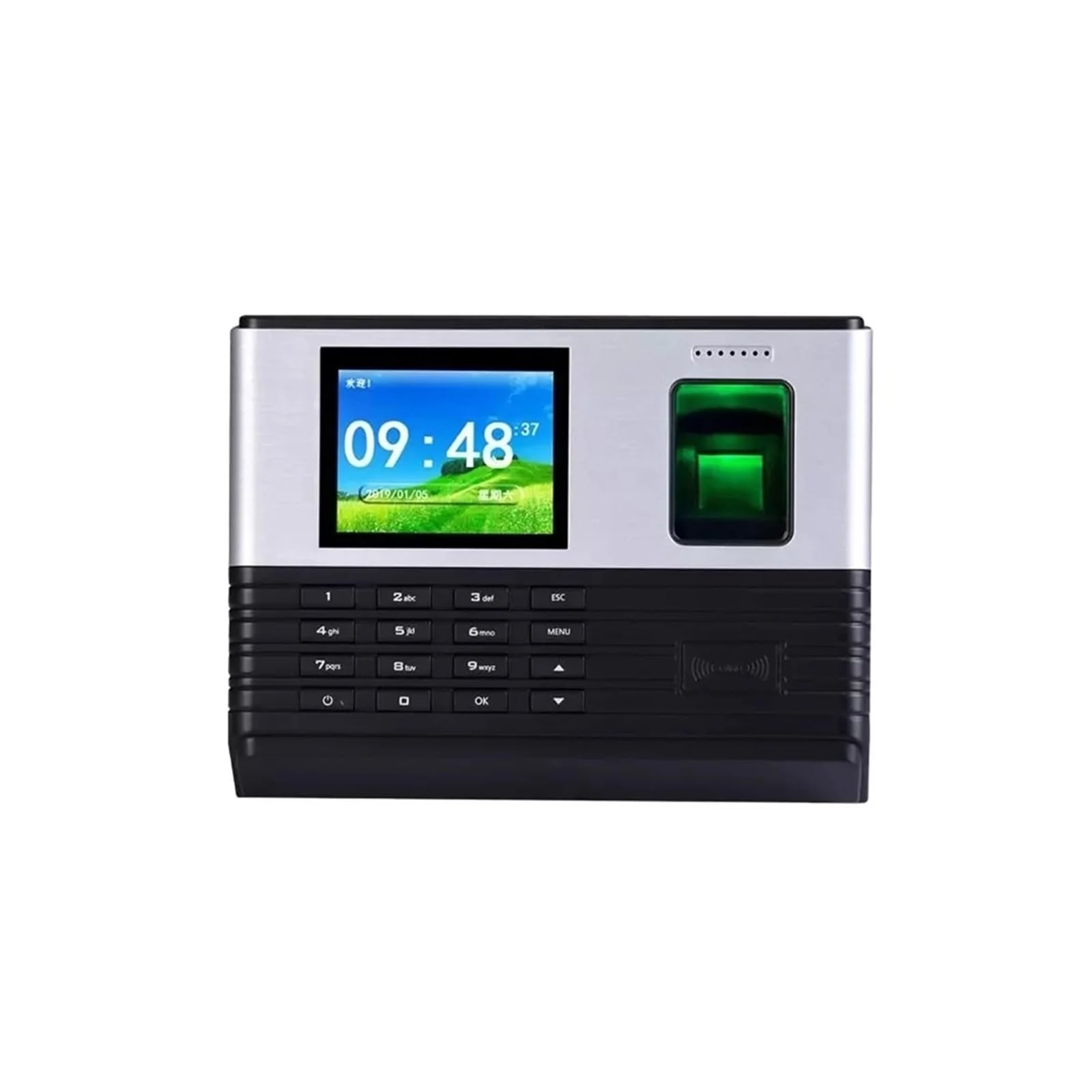 Control horario empleados Máquina de control de asistencia con tarjeta RFID de 125 KHz, registrador de tiempo con huella dactilar, terminal de oficina, reloj de tiempo, máquina de control de tiempo