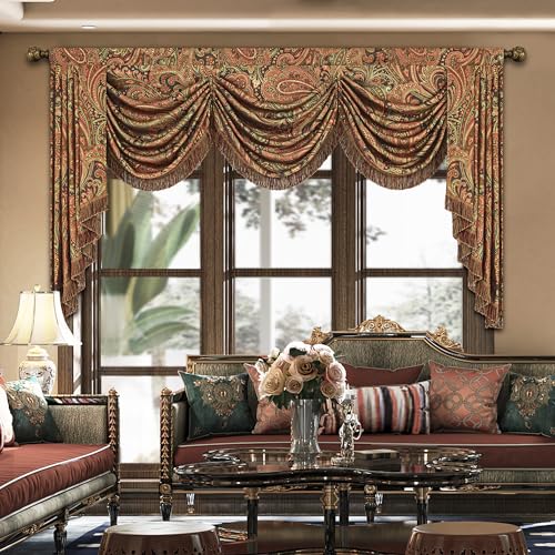Loom and Mill Vintage Jacquard Waterfall Valance for Living Room