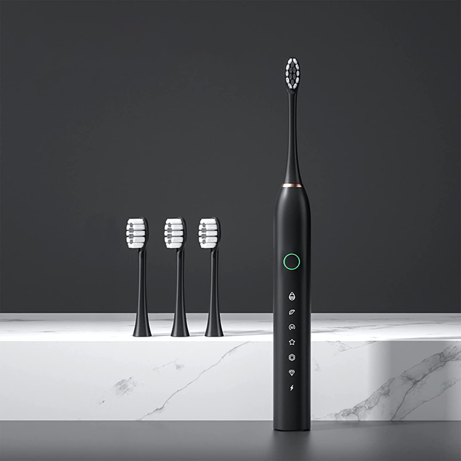 ARTSZY Spazzolino elettrico con 4 testine, 6 modalità di pulizia, timer intelligente, impermeabile IPX7, denti puliti delicati ed efficaci, spazzolino sonico ricaricabile for adulti (Color : White)