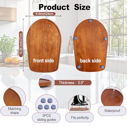Mixer Slider Mat for Tilt Head Kitchen aid 4.5-5Qt Stand Mixer,Falikoco Kitchenaid Mixer Slider Pine Wood, 5PCS Appliance Slider, Kitchen aid Accessories and Attachments Moving Tray for Artisan Series