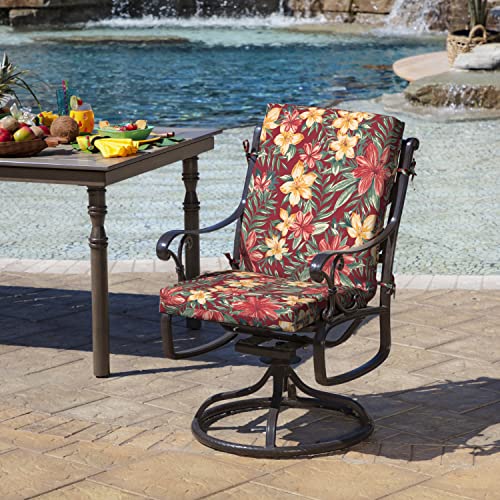 Image of Arden Outdoor Dining Chair Cushion, 20x44, Ruby Clarissa | Rain-Proof Seat Pad, Fade-Resistant, Mold and Mildew Resistant