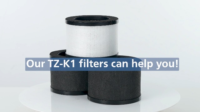 Image of 2 Pack TZ-K1 Replacement Filter Compatible with FreAire KN6391, Compatible with ToLife TZ-K1, Compatible with VOOPNU DH-JH12, for MK-01 MK-06, MJ012H, 3-in-1 Filter Replacement for Smoke Pollen, Black
