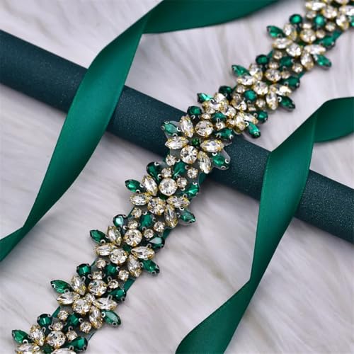 Women's Handmade Rhinestone Bridal Belt Blue Ribbon Wedding Belt Formal Dress Accessories 5