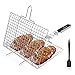 Produktbild WolfWise Grillkorb Fischbräter, Gemüsekorb Burger Grillwender, Grillrost Grill Basket mit Abnehmbarem Griff, aus 430 Edelstahl, Rostfrei,L