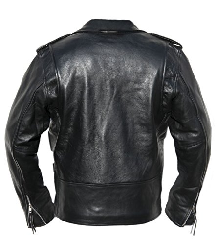 Noble House Perfekto męska skórzana kurtka motocyklowa, kurtka motocyklowa, czarna skóra byka, czarny, 5XL