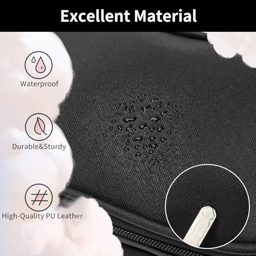 Makeup Bag for Women, Wide-open Makeup Organizer with Makeup Brush Holder, Waterproof Cosmetic Bag with Compartment, Portable Travel-Size Toiletry Bag for Traveling, Large Make Up Bag (Black)3