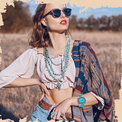 Image of Ecally Western Turquoise Jewelry Set for Women