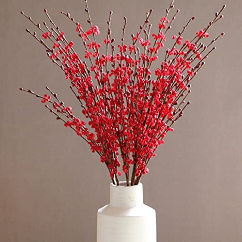 SLFYEE 5pcs Flores Artificiales Decoracion Rojas Largo 75cm Falsa Planta Artificial Rama Decorativa...