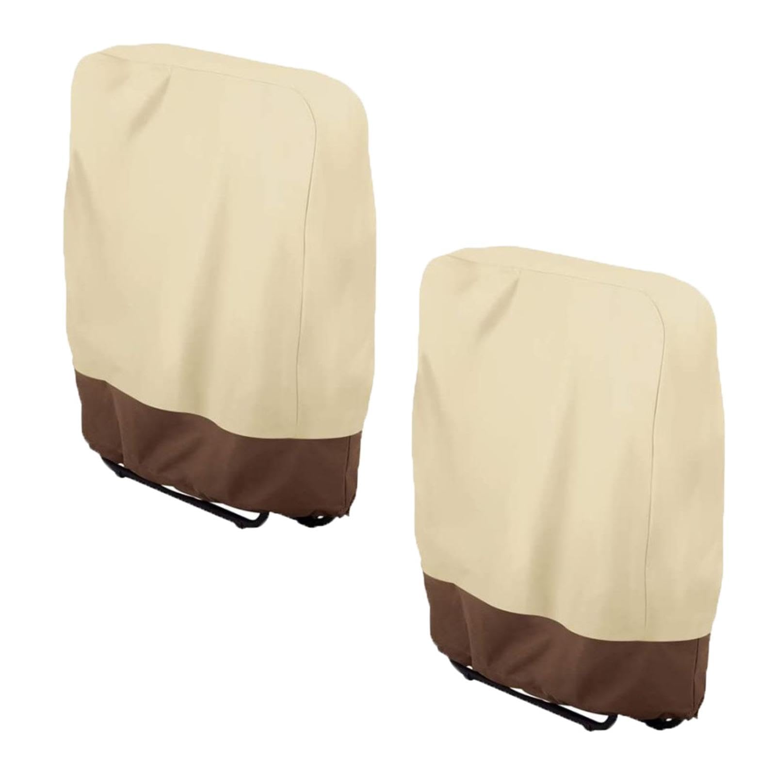 SEIWEI 2Pcs Outdoor Folding Chair Covers, 71x110x20cm Waterproof Oxford Patio Chair Cover for Home Garden Furniture Protection (Beige)