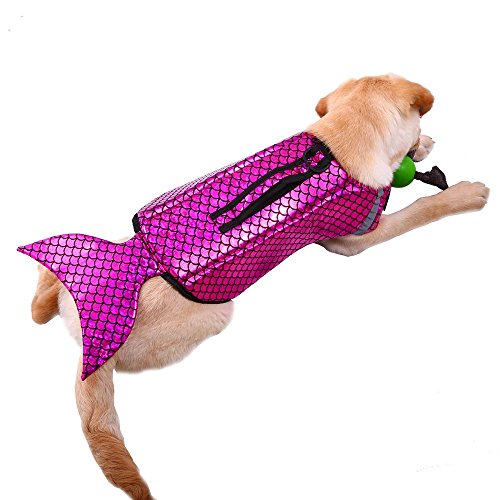Bonaweite Dog Life Jacket Dogs Lifesaver Pet Life Preserver for Doggie Swimming Pets Floatation Jackets Safety Reflective Vest Adjustable Belt at Beach Pool Boat