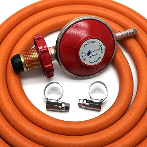 TheSunnyValley Hand-Tight Propane Gas Regulator With 2M Hose + 2 Clips Fits Calor Gas/Flogas Cover