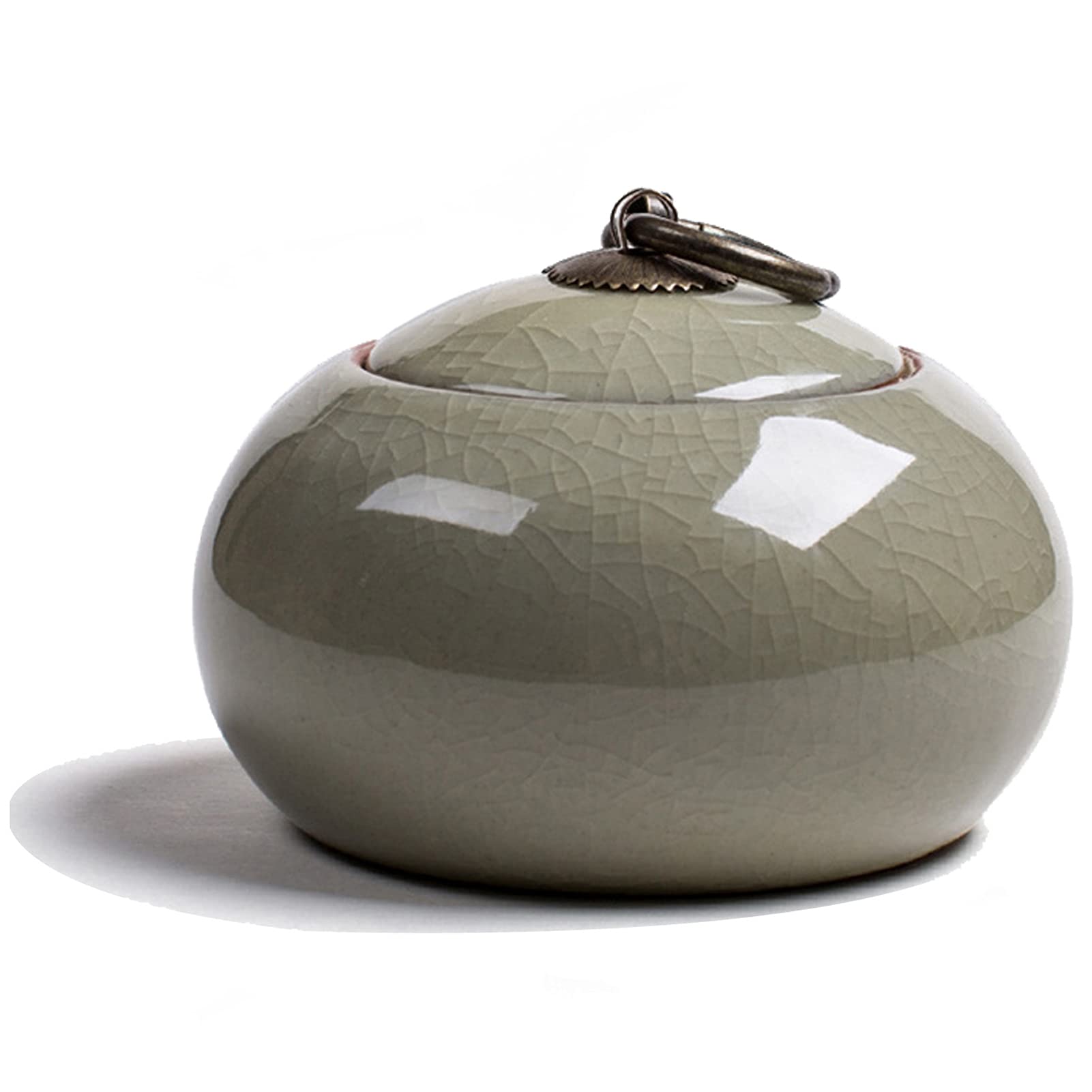 Uziqueif Ceramic Pet Urn for Dogs & Cats, Small, Emerald Appearance, Traditional Craft, Secure Seal, Multipurpose Memorial Urn