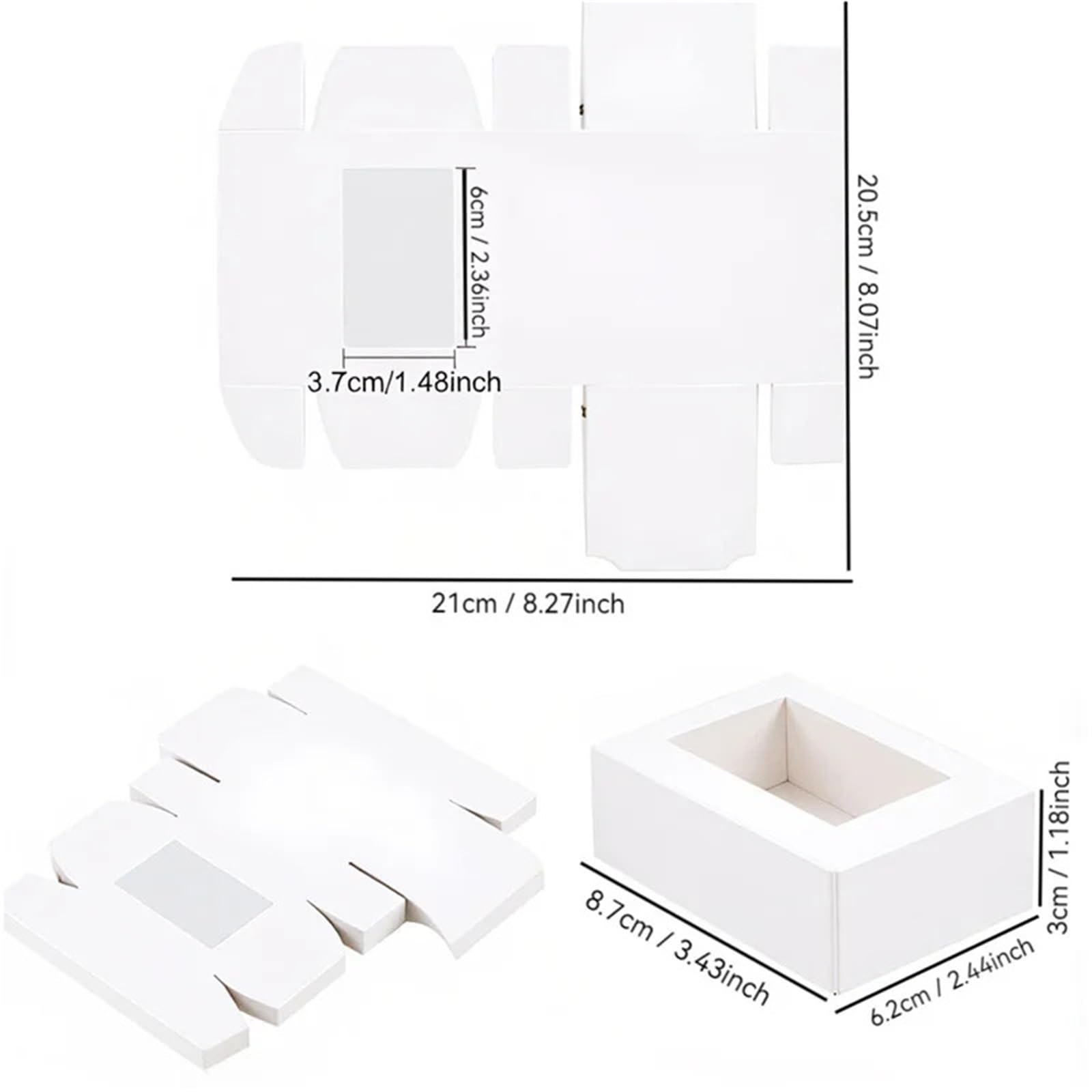 Caja Para Tartas 50 cajas de papel kraft blanco con ventana for guardar dulces, chocolates y pasteles en fiestas repostería(Color 2)