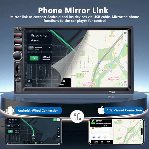 LSLYA RB-7018B 7″ Double-Din Bluetooth Car Stereo Hands-Free