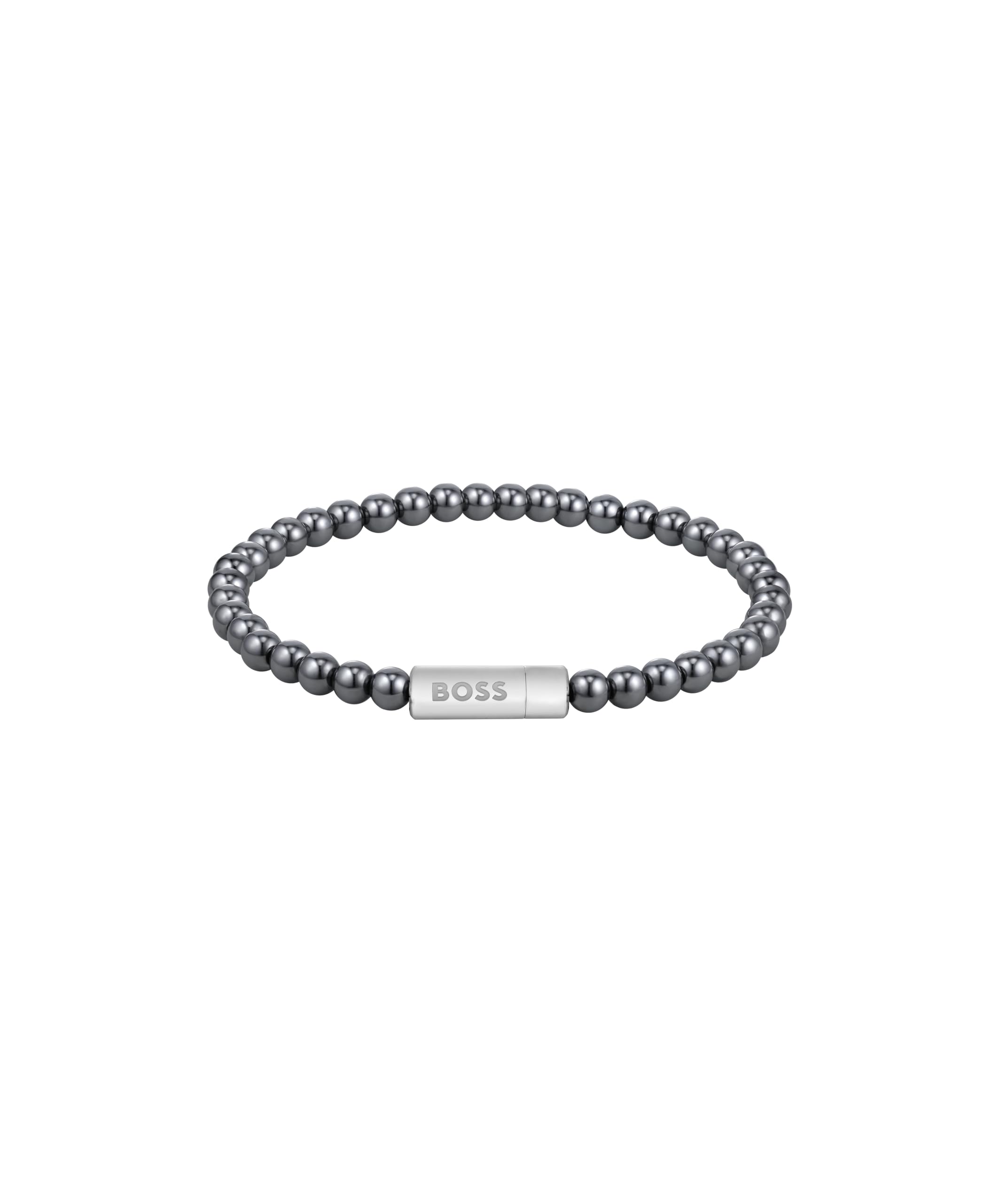 BOSS Jewelry Braccialetto di Perline da Uomo Collezione SPHERE BEADS in Acciaio Inossidabile con Perle in Onice o in Ematite Grigia