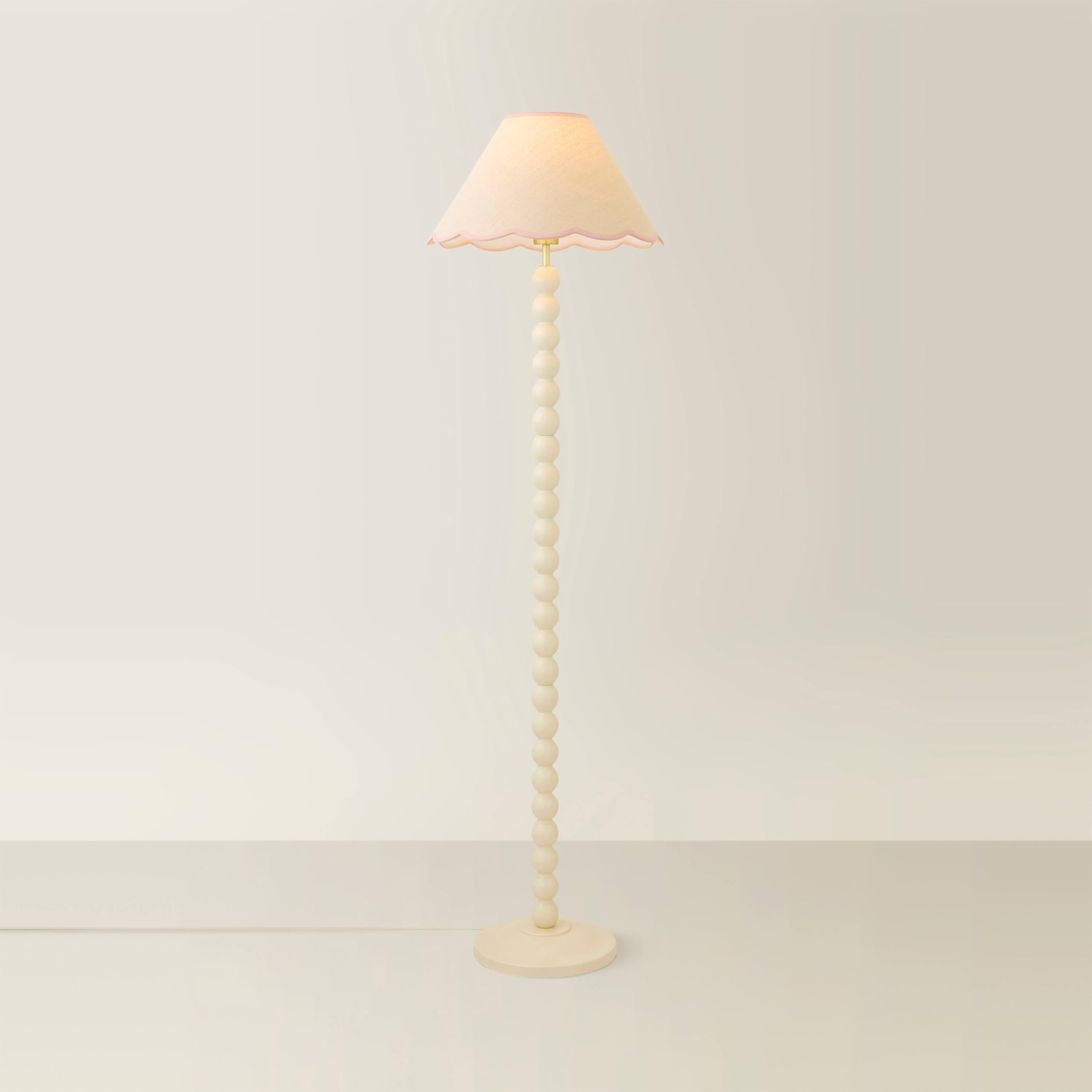 ValueLights Bobbin Floor Lamp - Linen Shade - Baby Pink