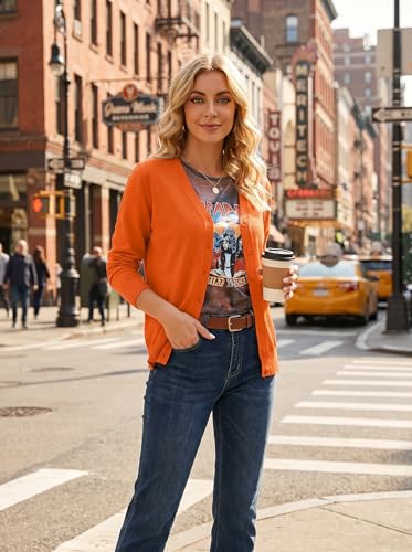 Image of VIISHOW Women Long Sleeve Button Down V Neck Lightweight Basic Knit Sweater Cardigan