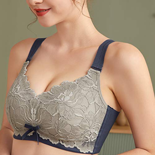 AILIVIN 32-42(B-DDD) Lightly Latex Lined Cup Wirefree Unpadded Full Coverage Plus Size Minimizer Bra