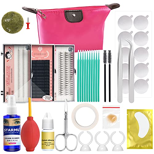 MISMXC Eyelash Extension Practice Exercise Set, Professional False Eyelash Grafting Training Tool Kit Lash Extension Supplies for Lash Makeup Practice Starter(with Cosmetic Bag)