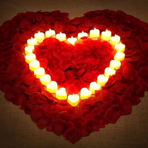Honoson 1000 Artificial Rose Petals with LED Candles Cover