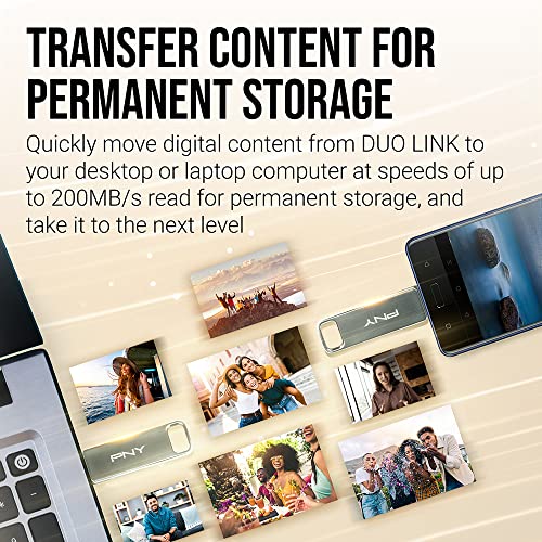 256GB DUO LINK USB 3.2 Type-C Dual Flash Drive per dispositivi Android e computer - Archiviazione mobile esterna per foto, video e altro - 200MB/s - Chiavetta USB - Immagine 3