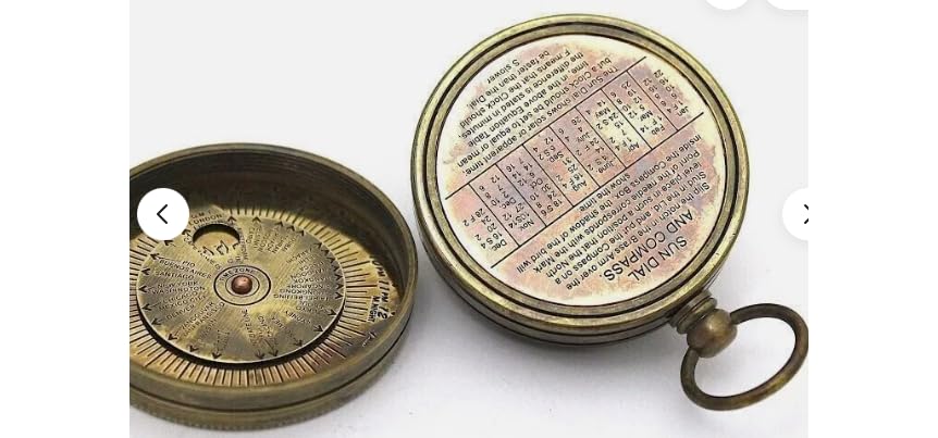 Brújula de bolsillo vintage estilo brújula solar de latón de 2 pulgadas regalo para Navidad miniatura 2