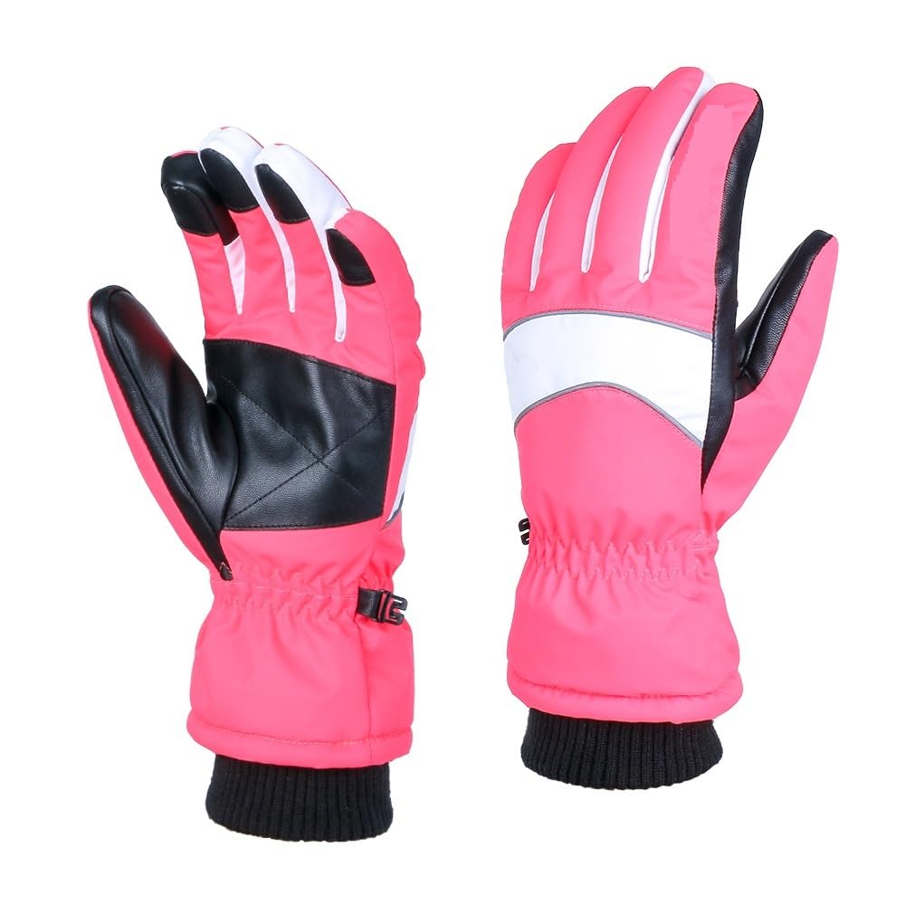 Guanti da sci giovani ragazzi ragazze inverno sci neve guanti touchscreen nero grigio rosso esterno caldo snowboard motoslitta guanti impermeabili guanti da neve