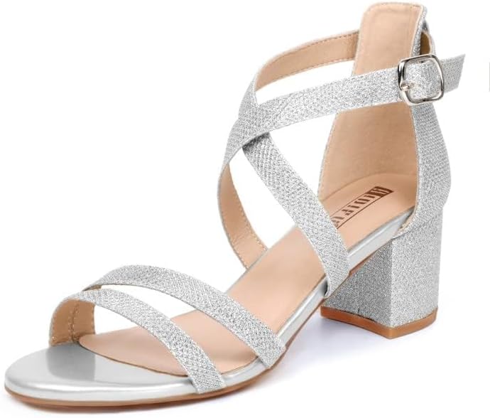 IDIFU Women's Block Low Chunky Heel Strappy Sandals Open Toe Ankle Strap Dress Wedding Evening Shoe for Women Bridal - Image 4