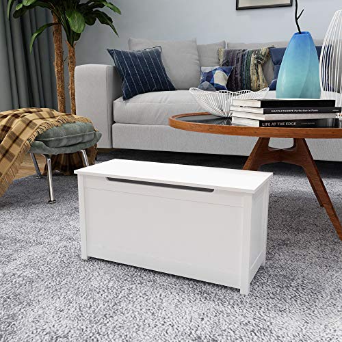 woodluv Baúl de almacenamiento grande de madera MDF para dormitorio, baño, pasillo, organizador – blanco