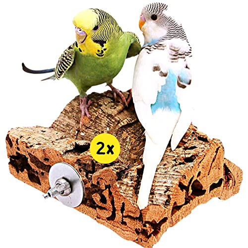 Vogelgaleria® Doppelpack Korksitzbretter 10x10cm Zubehör Set für den Vogelkäfig | Kork Sitzbrett für Wellensittich Nymphensittich aus Naturkork | Das perfekte Zubehör für Vögel | Korkbrett Korksitz