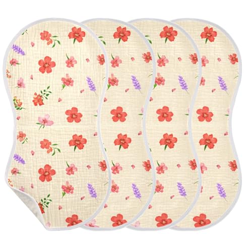 2 Pack Baby Burp Cloths, Soft Absorbent Burping Cloths for Babies, Cotton Milk Spit Up Rags, Large Size for Newborns, Baby Boys and Girls (Small Flower Pattern)3