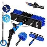 Cleansage® HydroPole Telescopic Window Cleaning Pole with Water Fed Brush – Long Reach Conservatory Roof, Fascia, Solar Panel Cleaner Equipment Kit | Squeezy Microfibre Cloth, Cobweb Duster (4.6m)