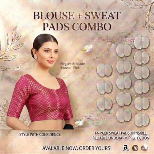 Image of Studio Shringaar Women's Zari Brocade Stitched Elbow Length Sleeves Saree Blouse