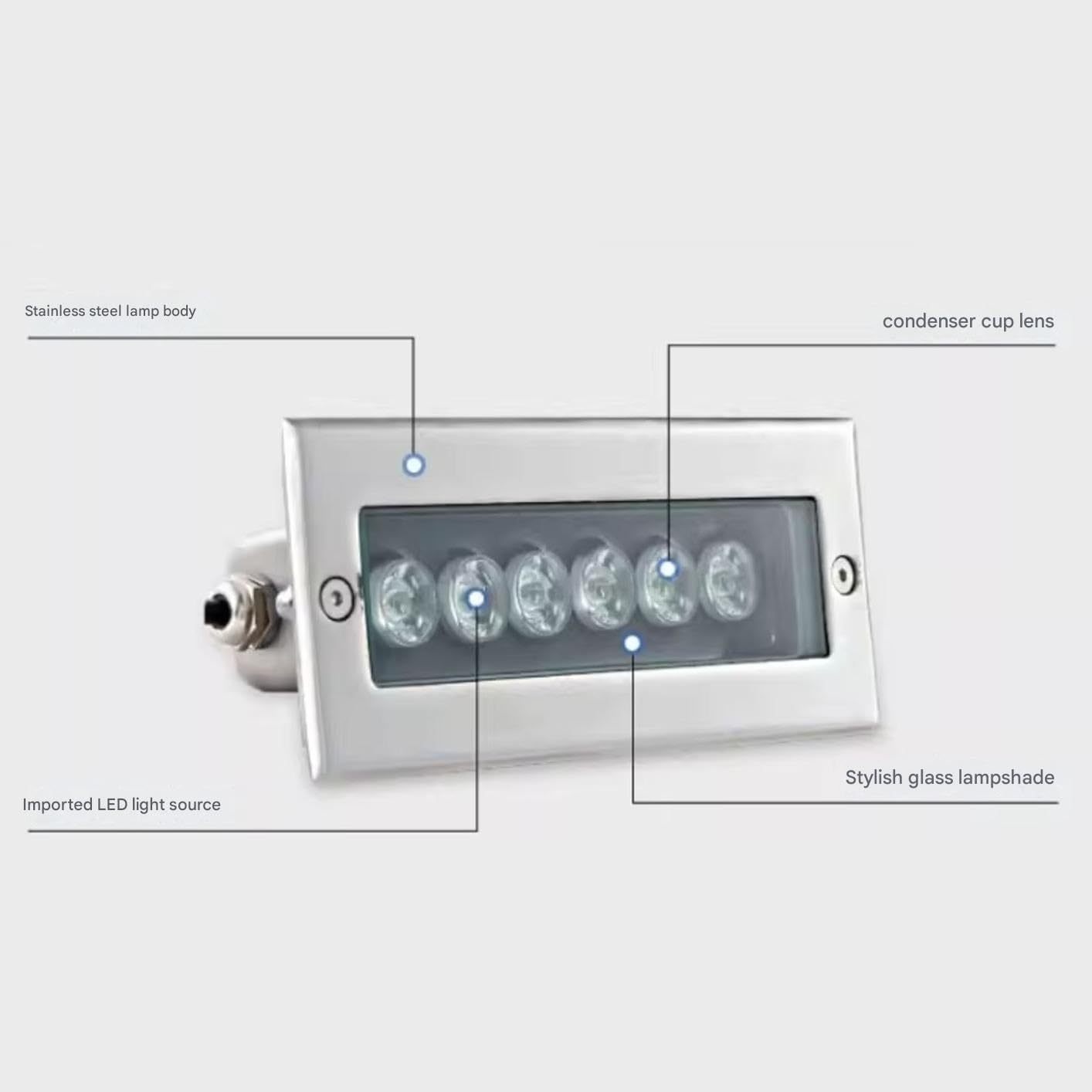 IP68 wasserdichte eingebettete Streifen-Unterwasserscheinwerfer, LED-Langstreifen-Unterwasser-Landschaftslicht(Yellow,24W)