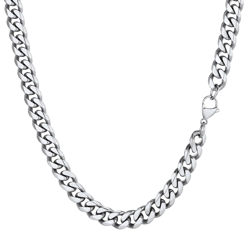 PROSTEELMen Sturdy Cuban Chain Necklace, 3/6/9/12mm, 14" 18" 20" 22" 24" 26" 28" 30" Length, Gold Plated/316L Stainless Steel/Black (Send Box)Recycled Claim Standard Blended