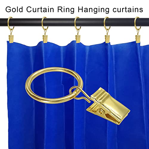 image for AMZSEVEN 44 Pack Metal Curtain Rings with Clips, Drapery Clips with Ri