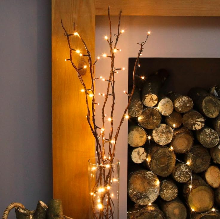 Bloomingtons Direct LED Twig Branch Warm White Decorative Willow Branches Mains Powered Lights Home & Indoor Christmas Light Up Decorations Cozy Festive Décor with 60 LED Lights